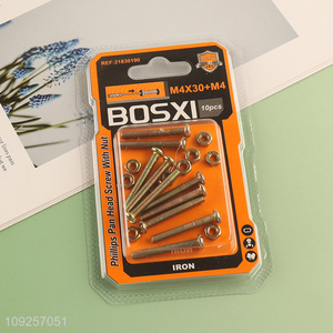 China Wholesale 10Set M4 Screw and Nut Set Iron Screws and Nuts Set Fastener Kit