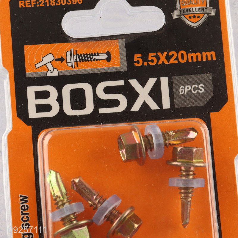 Factory Price 6 Pieces Iron Self Drilling Screws with Washer for Wood Plastic