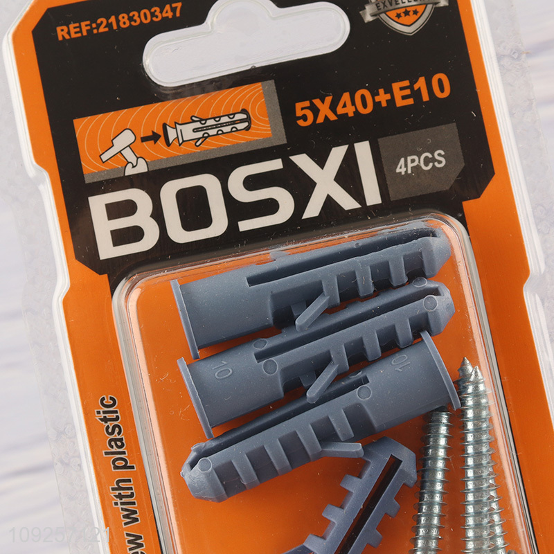 China Imports 4 Pieces Plastic Wall Anchor and Screw Set Drywall Anchor Kit