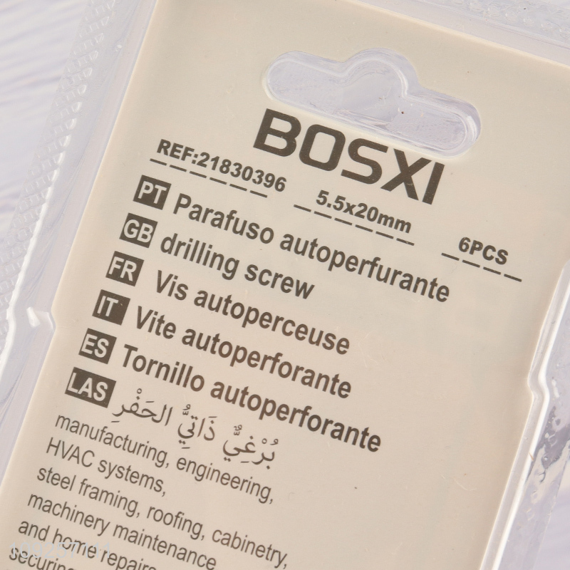 Factory Price 6 Pieces Iron Self Drilling Screws with Washer for Wood Plastic