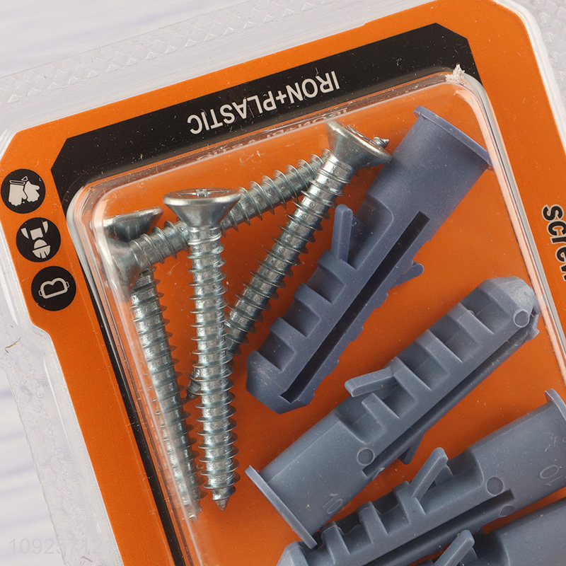 China Imports 4 Pieces Plastic Wall Anchor and Screw Set Drywall Anchor Kit