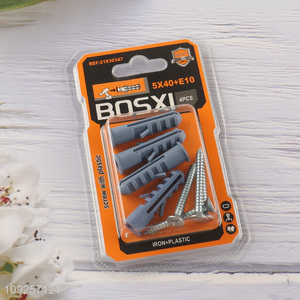 China Imports 4 Pieces Plastic Wall Anchor and Screw Set Drywall Anchor Kit