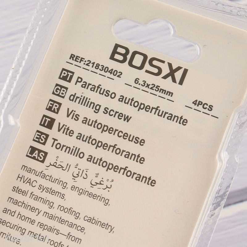 New Product 4 Pieces Iron Self Drilling Screws with Washer for Plastic Metal