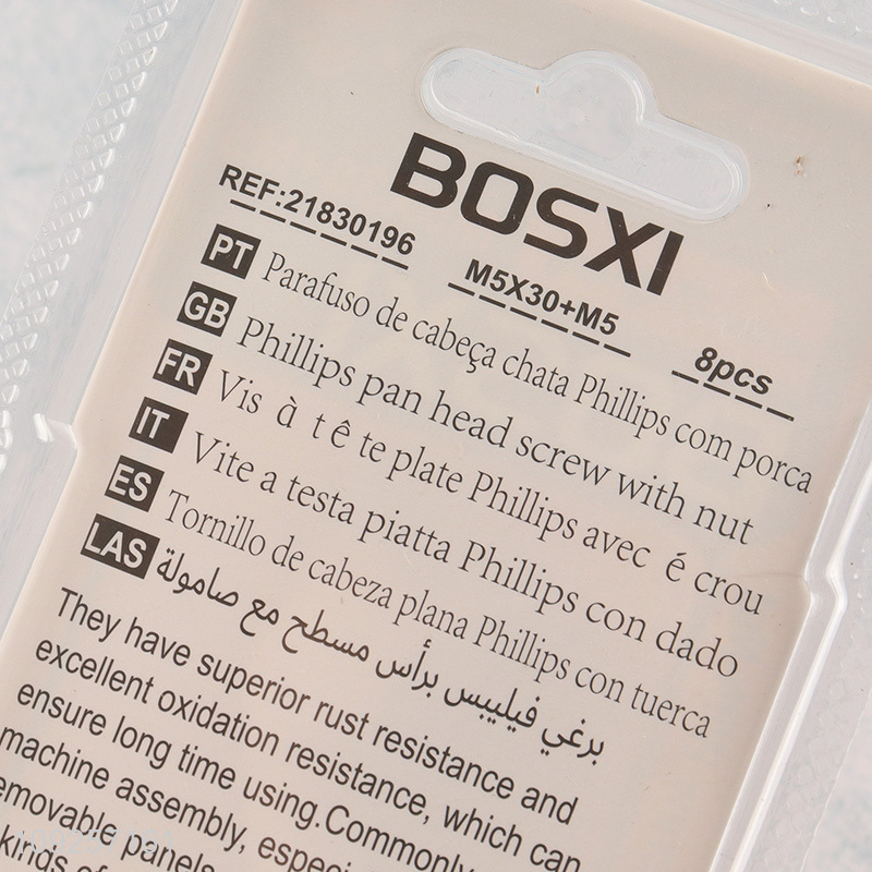 Good Quality 8Set M5 Screw and Nut Set Iron Screws and Nuts Set Fastener Kit