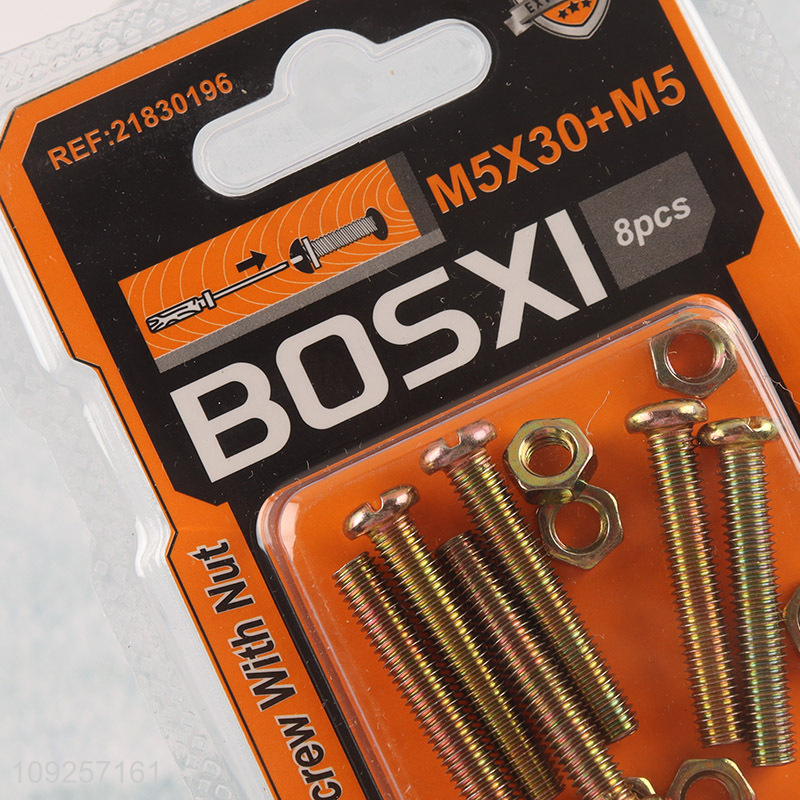 Good Quality 8Set M5 Screw and Nut Set Iron Screws and Nuts Set Fastener Kit