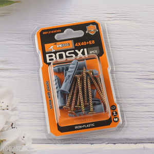 Factory Supply 8 Pieces Plastic Wall Anchor and Screw Set Drywall Anchor Kit