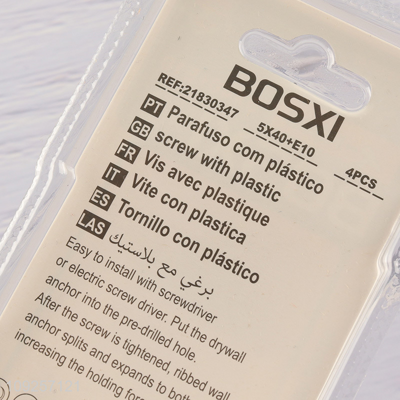 China Imports 4 Pieces Plastic Wall Anchor and Screw Set Drywall Anchor Kit