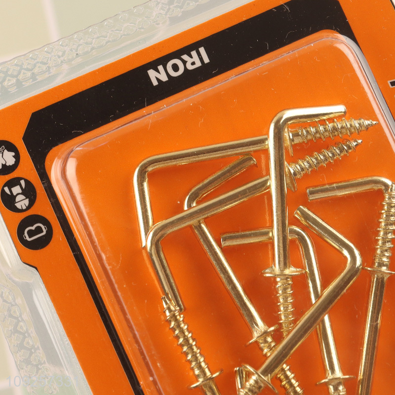 New Arrival 10 Pieces Screw-in Hooks L Shaped Screw Hook Right Angle Metal Hooks