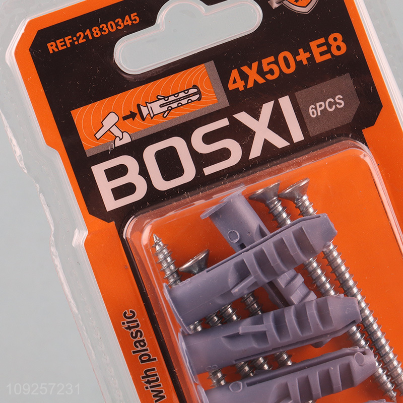 China Wholesale 6 Pieces Plastic Wall Anchor and Screw Set Drywall Anchor Kit