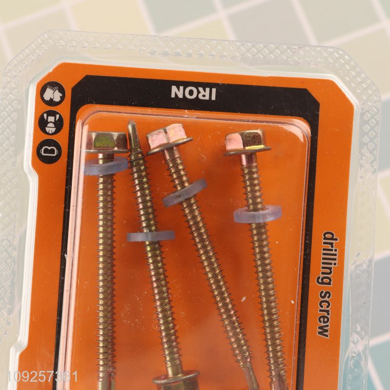 High Quality 4 Pieces Iron Self Drilling Screws with Washer for Wood Plastic