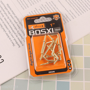 New Arrival 10 Pieces Screw-in Hooks L Shaped Screw Hook Right Angle Metal Hooks