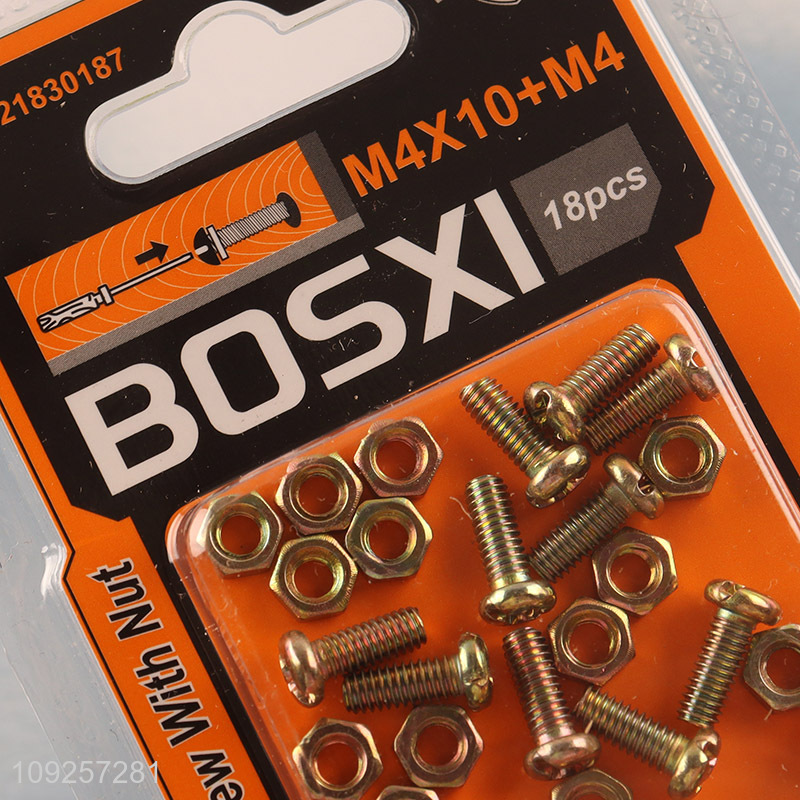 New Product 18Set M4 Screw and Nut Set Iron Screws and Nuts Set Fastener Kit