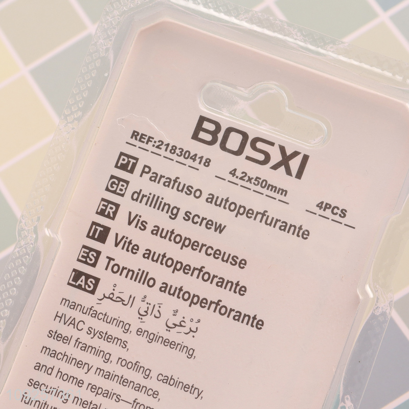 High Quality 4 Pieces Iron Self Drilling Screws with Washer for Wood Plastic