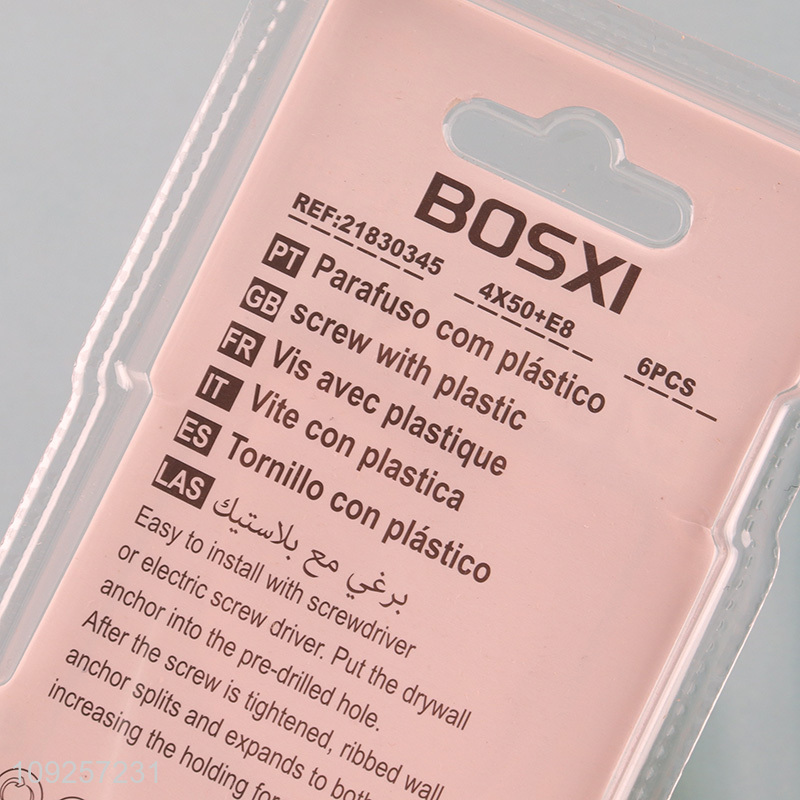 China Wholesale 6 Pieces Plastic Wall Anchor and Screw Set Drywall Anchor Kit