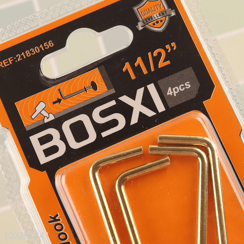 Good Quality 4 Pieces Screw-in Hooks L Shaped Screw Hook Right Angle Metal Hooks