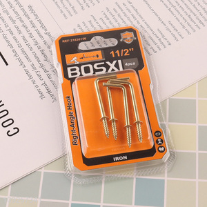 Good Quality 4 Pieces Screw-in Hooks L Shaped Screw Hook Right Angle Metal Hooks