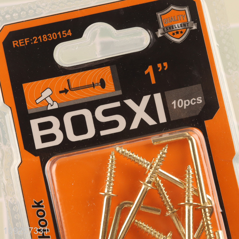 New Arrival 10 Pieces Screw-in Hooks L Shaped Screw Hook Right Angle Metal Hooks