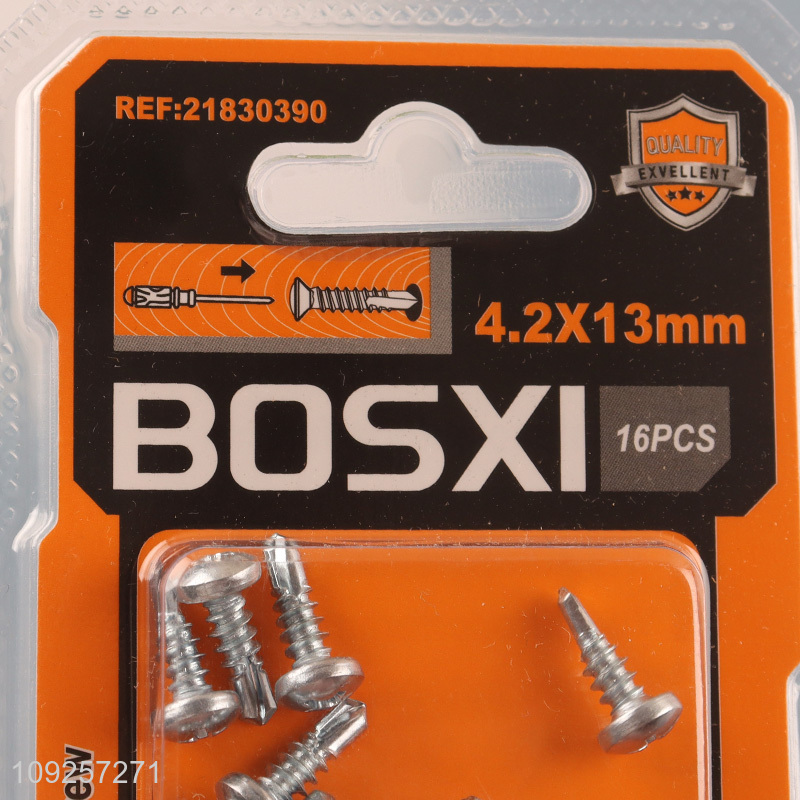 High Quality 16 Pieces Self Drilling Screws Set Iron Self Tapping Screws Set