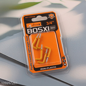 Hot Selling 5 Pieces Screw-in Hooks Set Plastic Coated Right Angle Metal Hooks