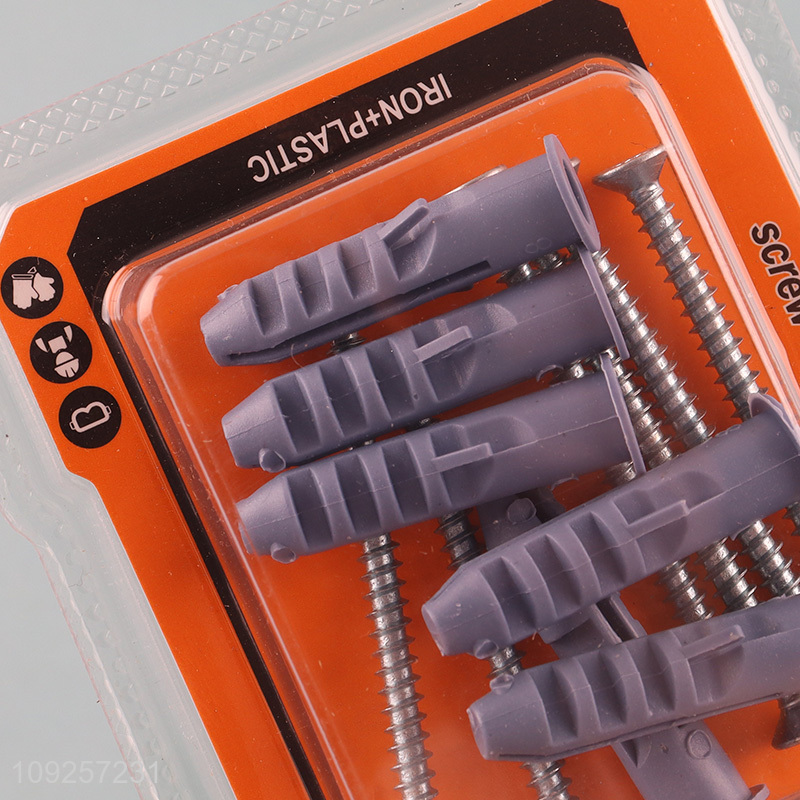China Wholesale 6 Pieces Plastic Wall Anchor and Screw Set Drywall Anchor Kit