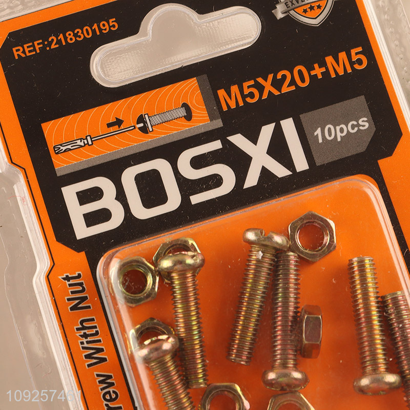 New Product 10Set M5 Screw and Nut Set Iron Screws and Nuts Set Fastener Kit