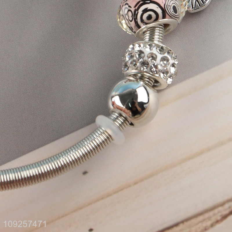 Online Wholesale Silver Plated Stainless Steel Bangle Charm Bracelet for Girls