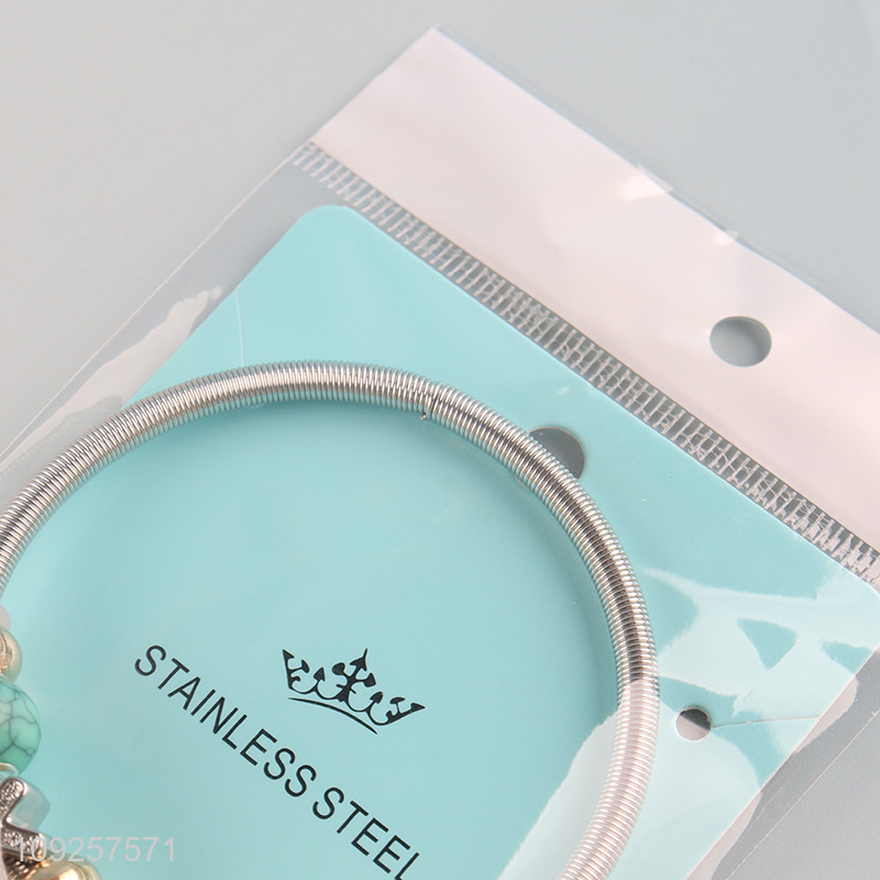 New Arrival Silver Plated Stainless Steel Bangle Charm Bracelet for Girls