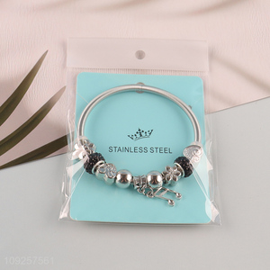 Online Wholesale Stainless Steel Bangle Charm Bracelet Silver Charm Bracelet