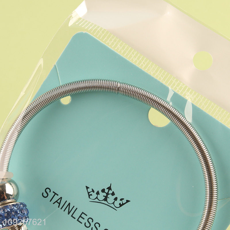 Factory Price Charm Bracelet Silver Stainless Steel Bangle for Women Girls