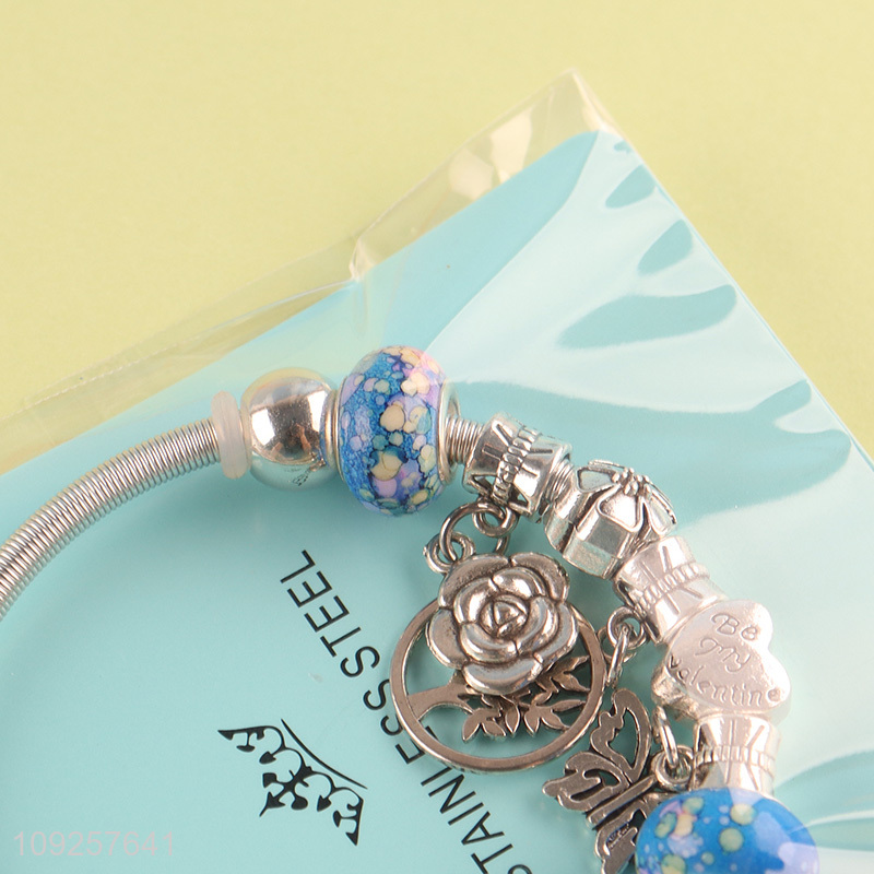 Factory Supply Charm Bracelet Stainless Steel Bangle Fashion Jewelry Gifts