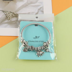 Online Wholesale Stainless Steel Silver Plated Charm Bracelet Fashion Jewelry