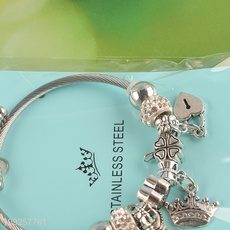 Good Quality Stainless Steel Bangle Charm Bracelet Silver Charm Bracelet