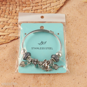 High Quality Charm Bracelet Silver Plated Stainless Steel Charm Bracelet