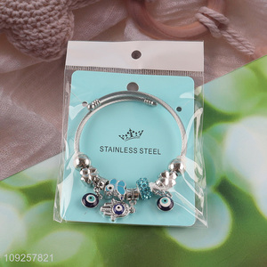 Factory Supply Charm Bracelet Silver Stainless Steel Bangle for Women Girls