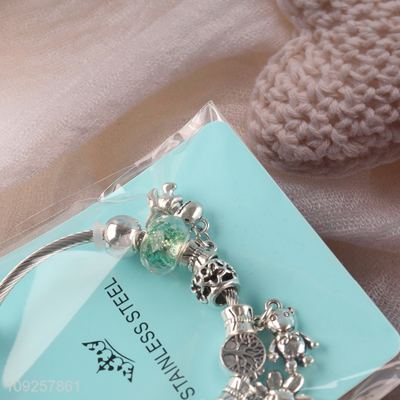 Hot Selling Stainless Steel Bangle Charm Bracelet Silver Charm Bracelet