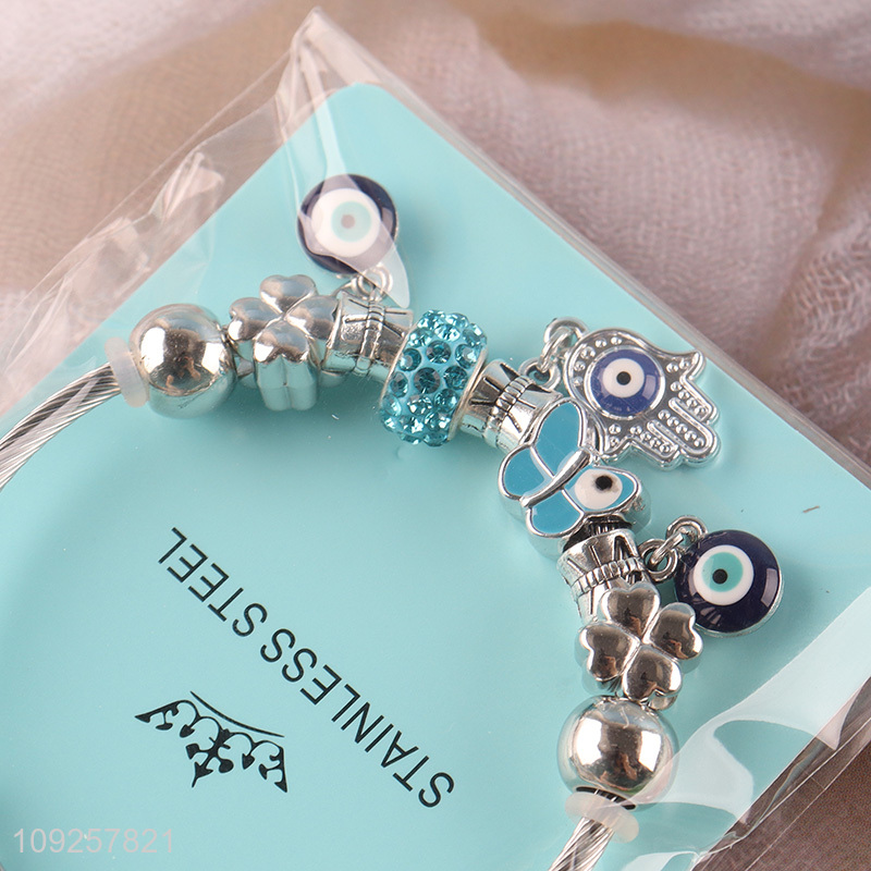 Factory Supply Charm Bracelet Silver Stainless Steel Bangle for Women Girls