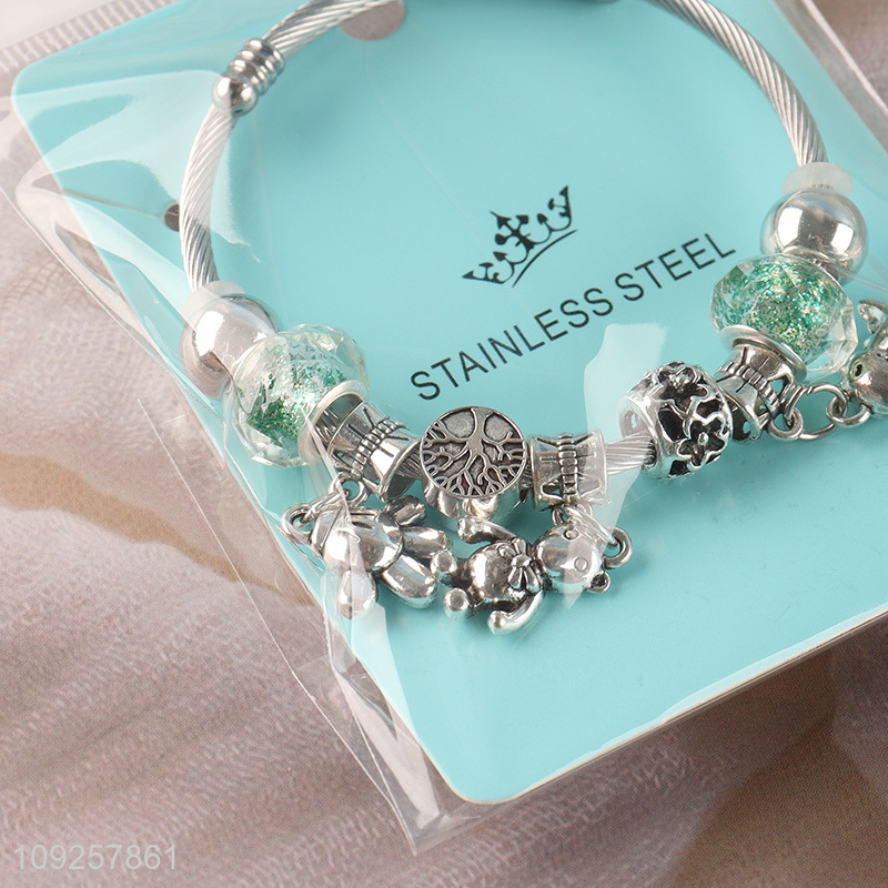 Hot Selling Stainless Steel Bangle Charm Bracelet Silver Charm Bracelet