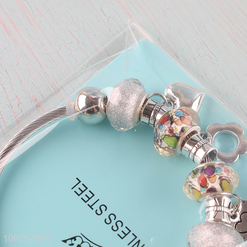 Factory Price Charm Bracelet Stainless Steel Bangle Bracelet Girls Jewelry