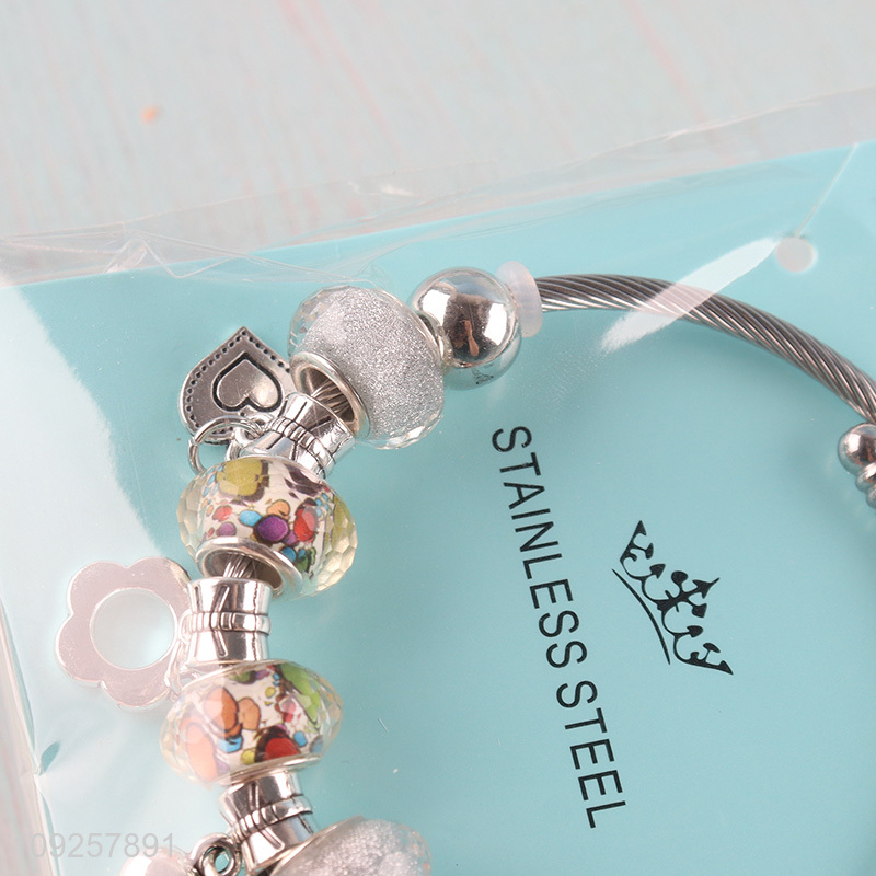 Factory Price Charm Bracelet Stainless Steel Bangle Bracelet Girls Jewelry