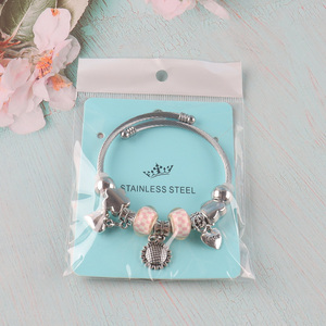 Online Wholesale Charm Bracelet Silver Stainless Steel Bangle for Women Girls