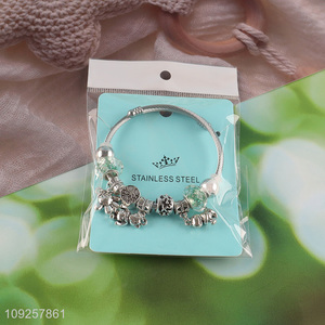Hot Selling Stainless Steel Bangle Charm Bracelet Silver Charm Bracelet