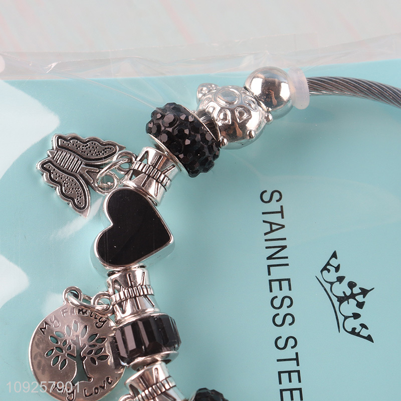China Imports Charm Bracelet Stainless Steel Bangle Fashion Charm Bracelet