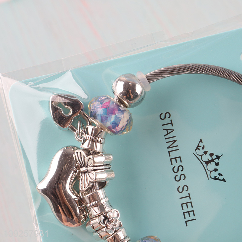 New Arrival Charm Bracelet Silver Bracelet Stainless Steel Bangle Bracelet