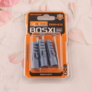 New Product 3 Pieces Plastic Wall Anchor and Screw Set Drywall Anchor Kit