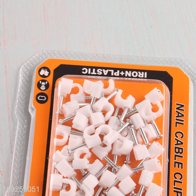 China Imports 45PCS 4mm Round Cable Clips Nail in Cable Clips Plastic Wire Clamps