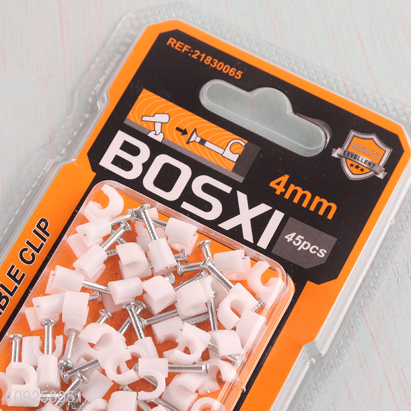 China Imports 45PCS 4mm Round Cable Clips Nail in Cable Clips Plastic Wire Clamps
