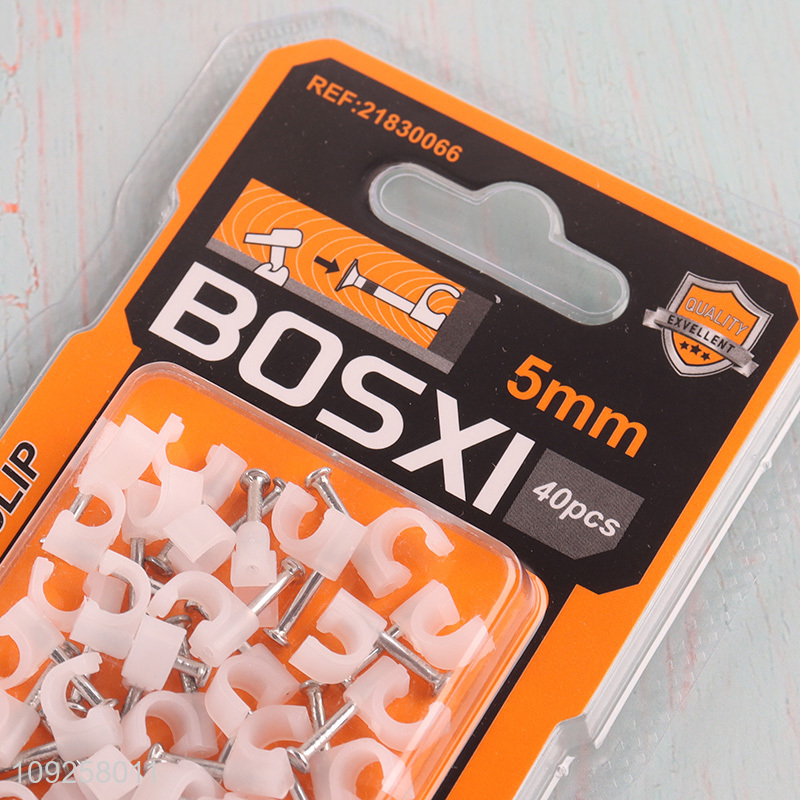 High Quality 40PCS 5mm Round Cable Clips Nail in Cable Clips Wall Cable Clips