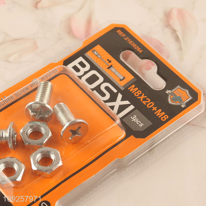 Factory Supply 3 Pieces M8 Iron Screws and Nuts Set Hardware Assortment Kit