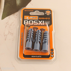 New Product 3 Pieces Plastic Wall Anchor and Screw Set Drywall Anchor Kit