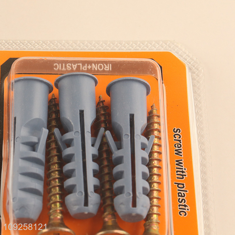 New Product 3 Pieces Plastic Wall Anchor and Screw Set Drywall Anchor Kit